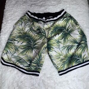 CSG Basketball Shorts Mens 2XL Green New Tropical Palm Leaf Mesh Athletic